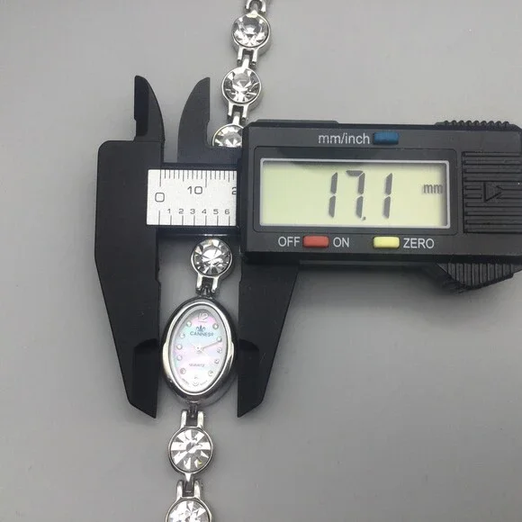 Cannes Womens Watch 17mm White MOP Silver Tone Crystal Bracelet New Battery 7" - Picture 14 of 15